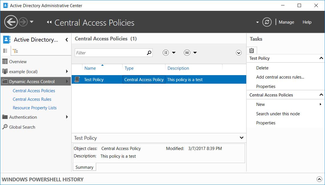 View Central Access Policy