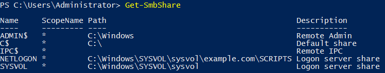 Get-SmbShare PowerShell cmdlet