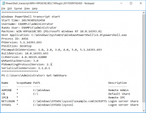 PowerShell Transcript Log