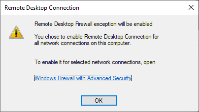 Enable Remote Desktop Firewall Rule - Windows Server 2019