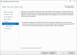 Install Web Server Role - Windows Server 2019