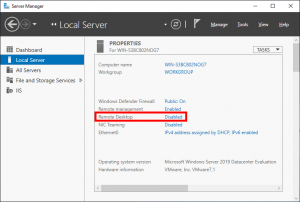 Check Remote Desktop Status - Windows Server 2019