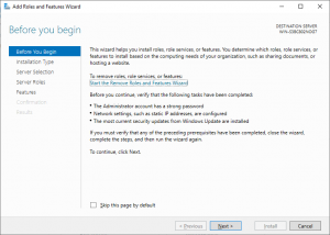 Windows Server 2019 Server Manager Before you Begin