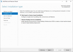 Windows Server 2019 Server Installation Type