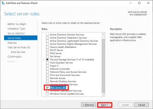 Server Manager Select Server Roles