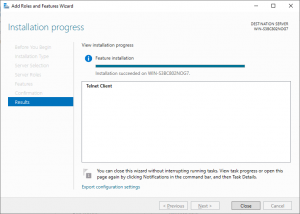 Windows Server 2019 Installation Results