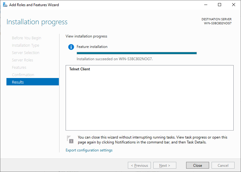 Windows Server 2019 Installation Results