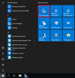 Windows Server 2019 Start Menu