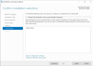 Windows Server 2022 server manager confirmation