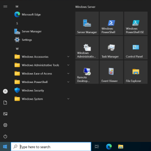 Windows Server 2022 Start Menu