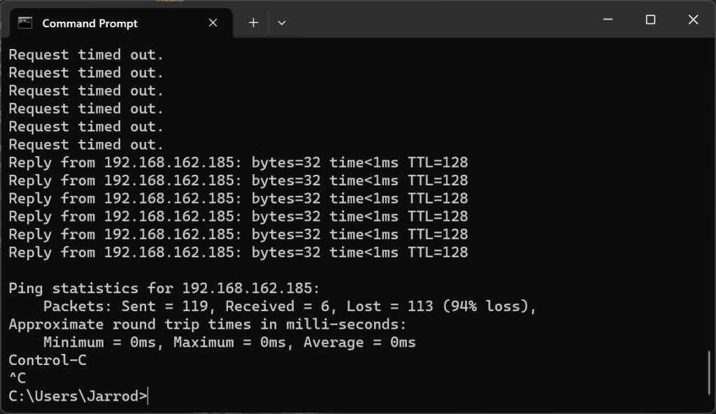 Windows Command Prompt Ping