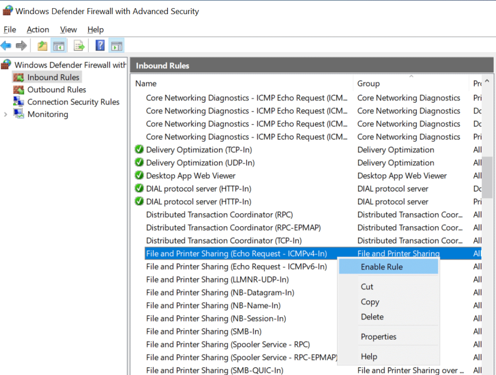 Windows Server 2022 Firewall Enable ICMP Ping